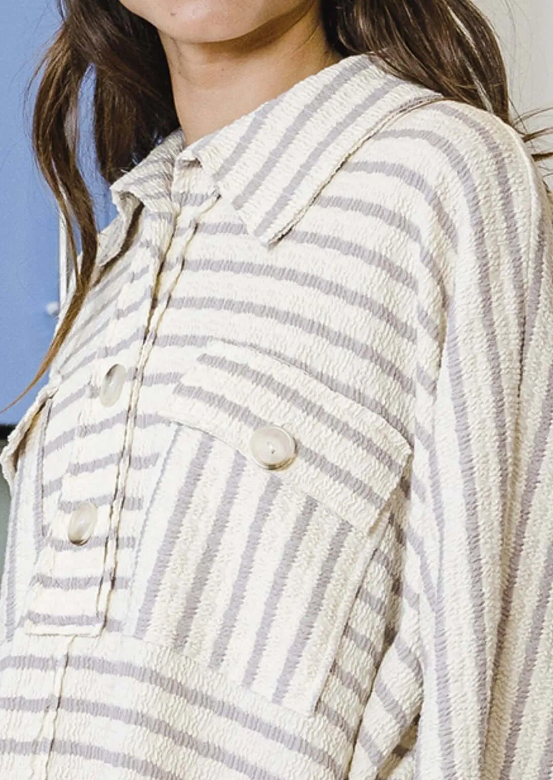 Bucket List Striped Comfort Me Contrast Pocket Henley