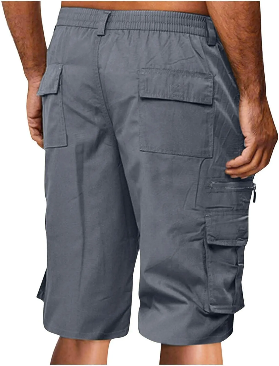 Cargo Shorts for Men Relaxed Fit Elastic Waist Bermuda Shorts Lightweight Multi-Pockets Casual Cargo Shorts