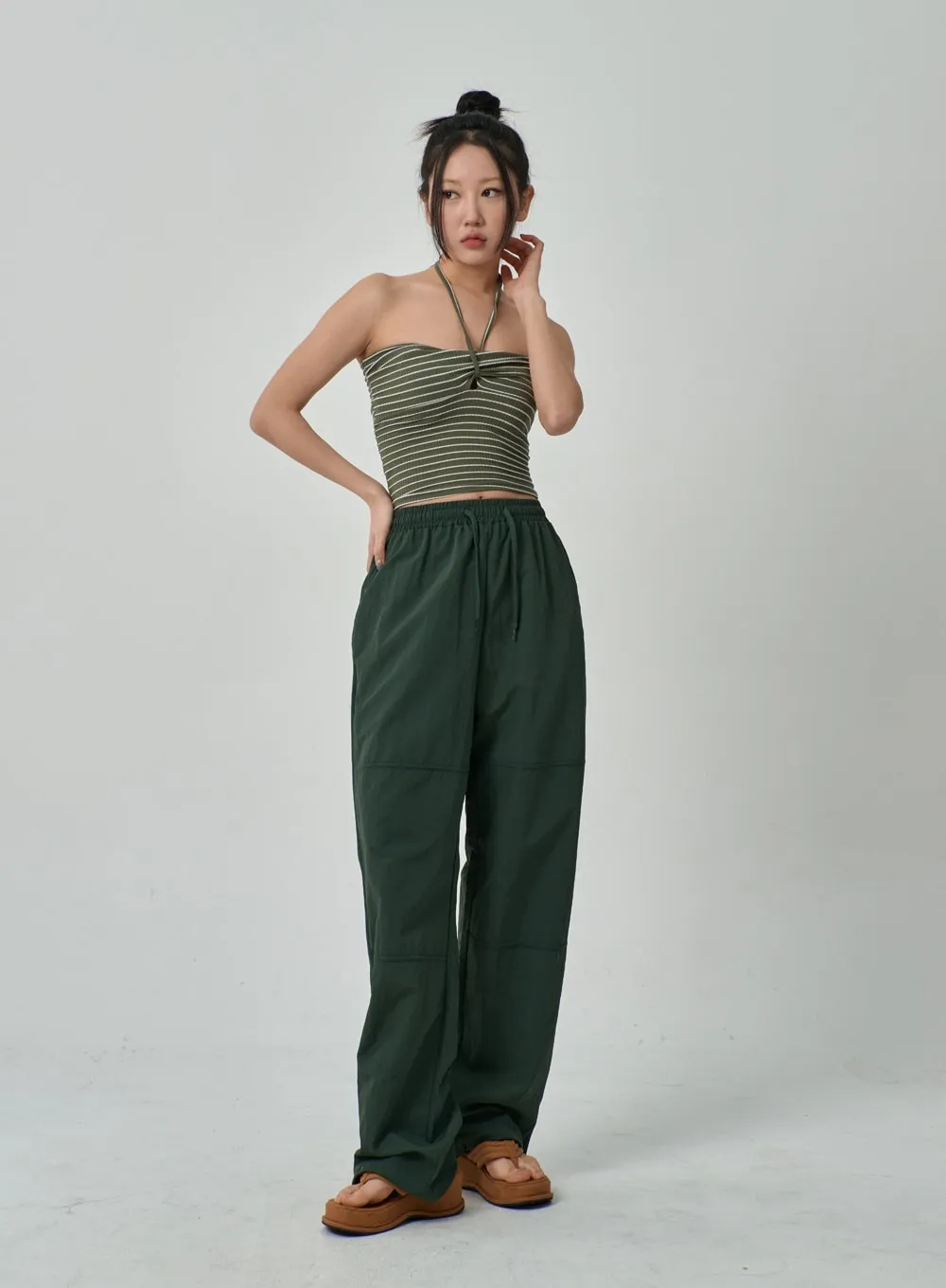 Drawstring Baggy Track Pants IF309