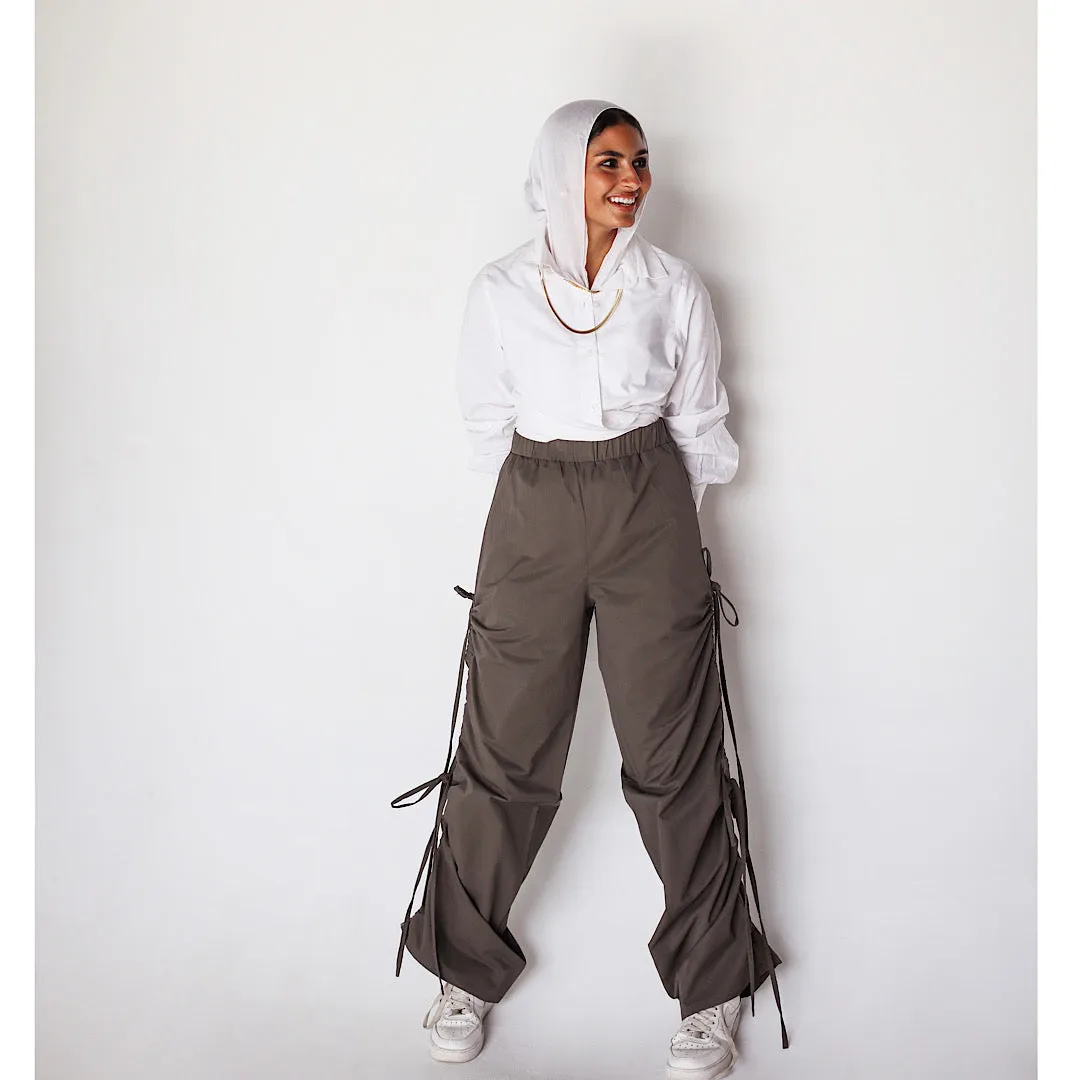 Drawstring ruched pants