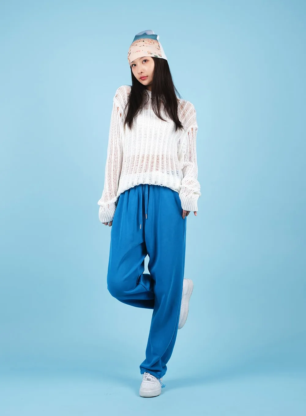 Drawstring Waist Banded Sweat Pants CAO13