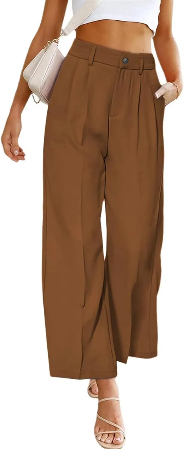 Dress Pants Women Dressy High Waisted Wide Leg Cargo Pants Long Straight Leg Suit Pant Business Work Office Trousers
