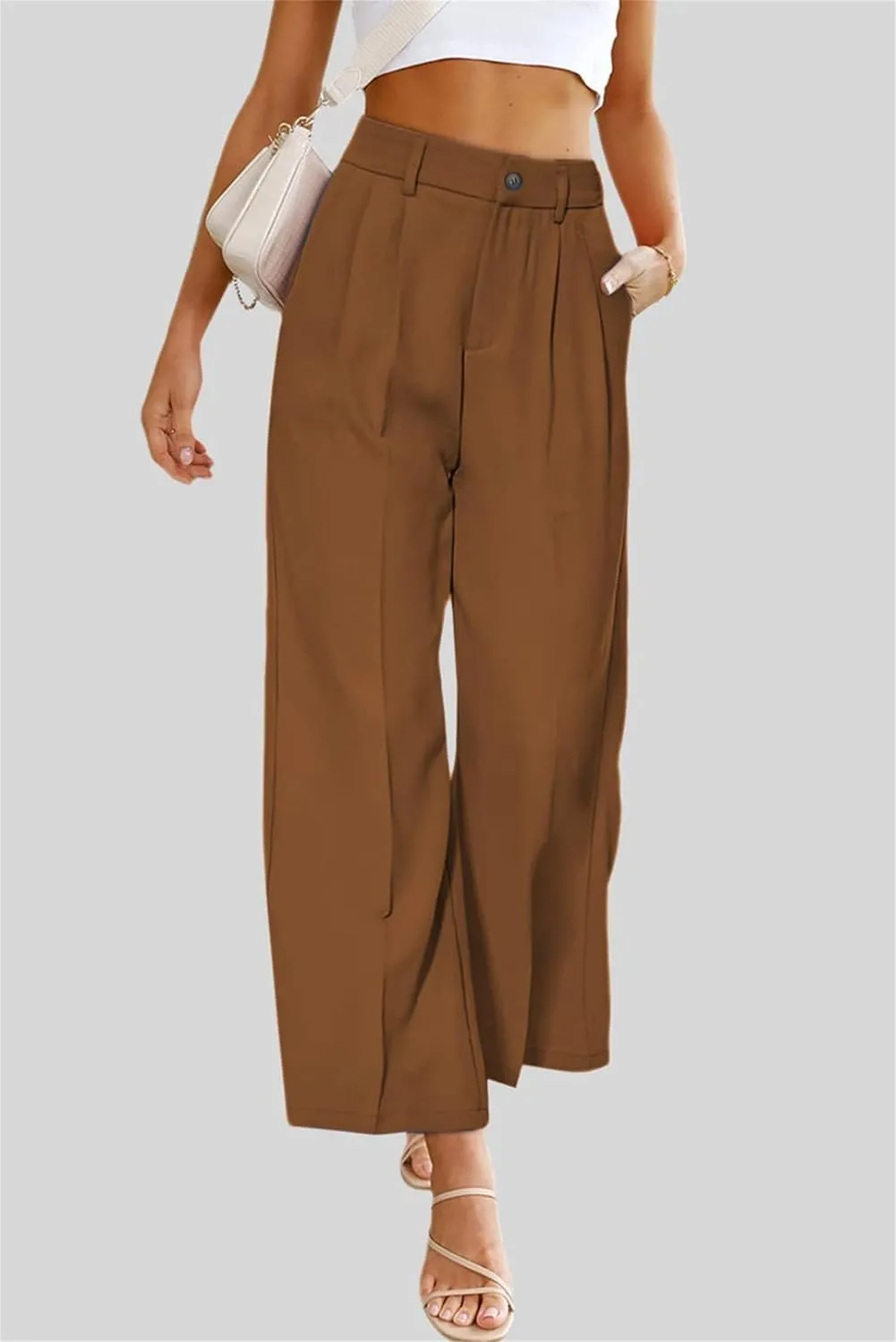 Dress Pants Women Dressy High Waisted Wide Leg Cargo Pants Long Straight Leg Suit Pant Business Work Office Trousers