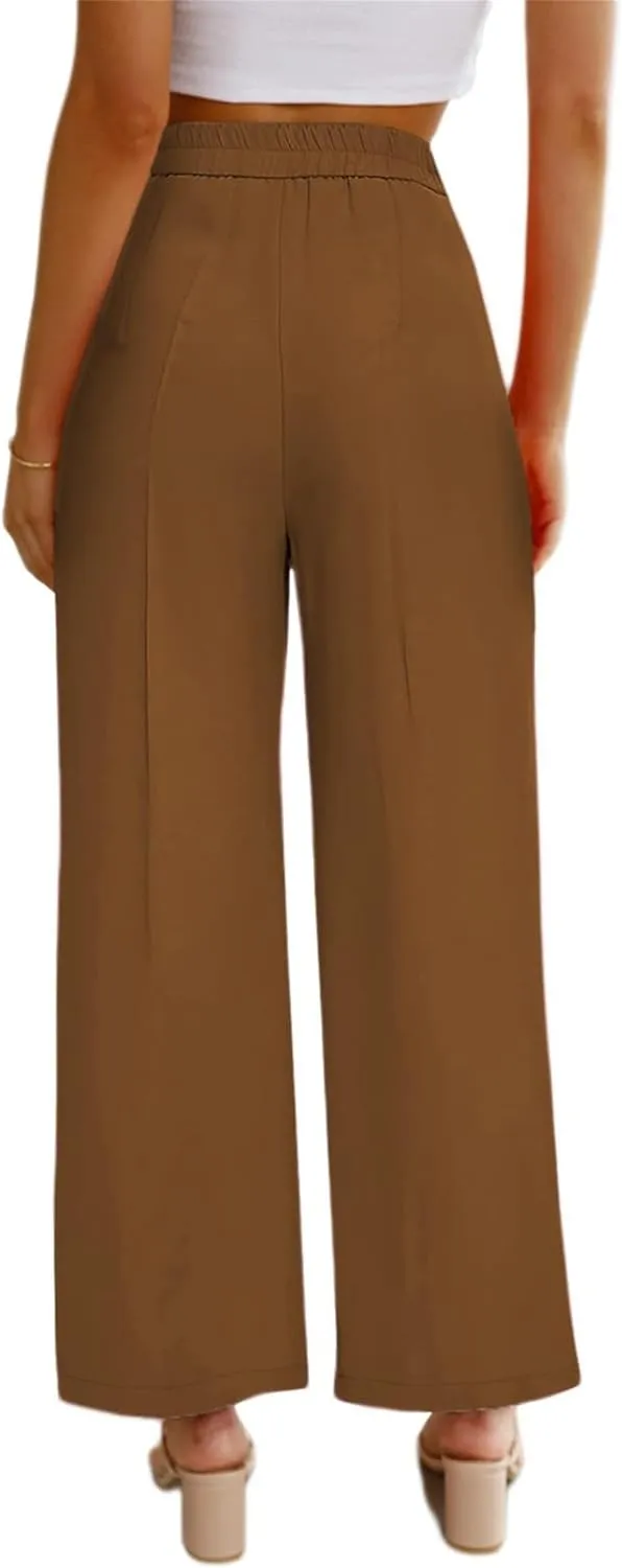 Dress Pants Women Dressy High Waisted Wide Leg Cargo Pants Long Straight Leg Suit Pant Business Work Office Trousers