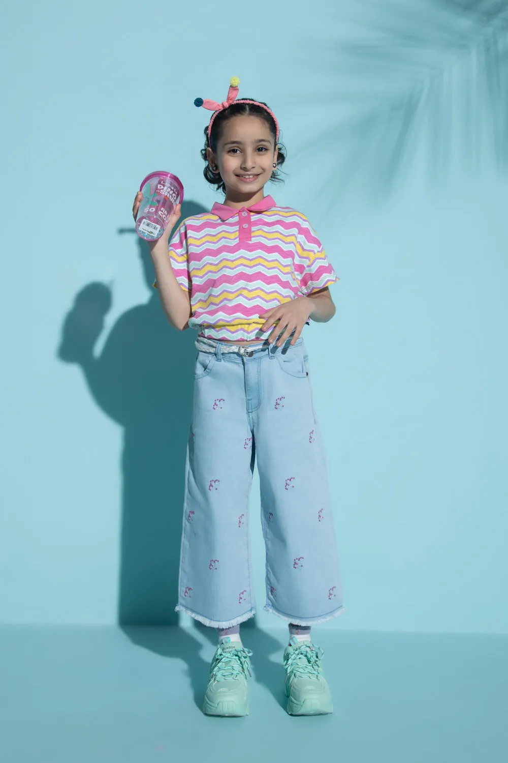 Embroidered Denim Culottes