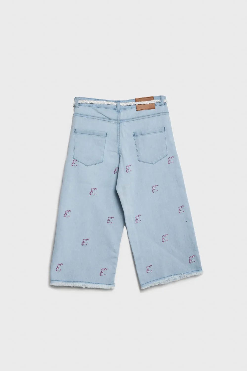 Embroidered Denim Culottes