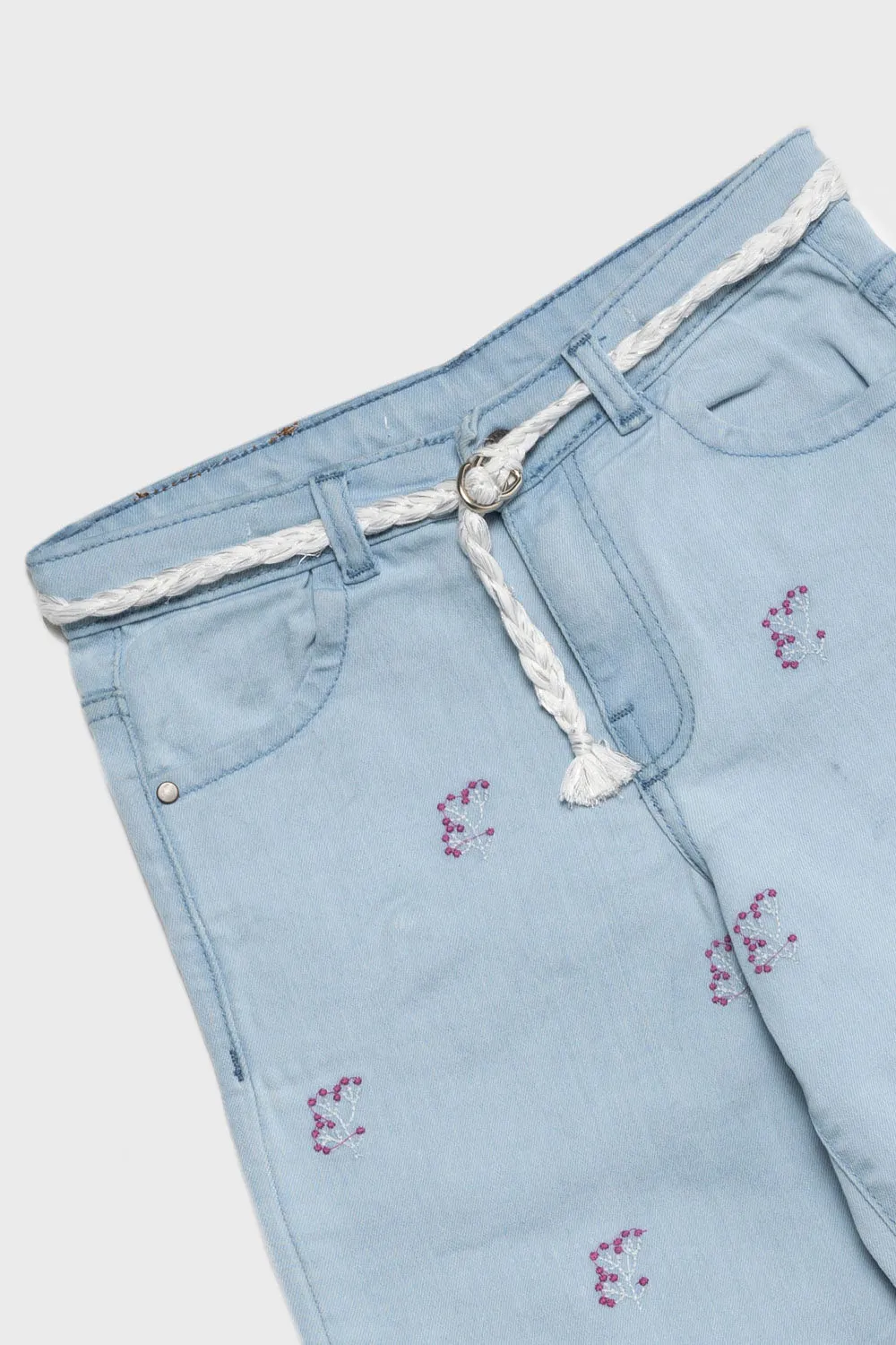 Embroidered Denim Culottes