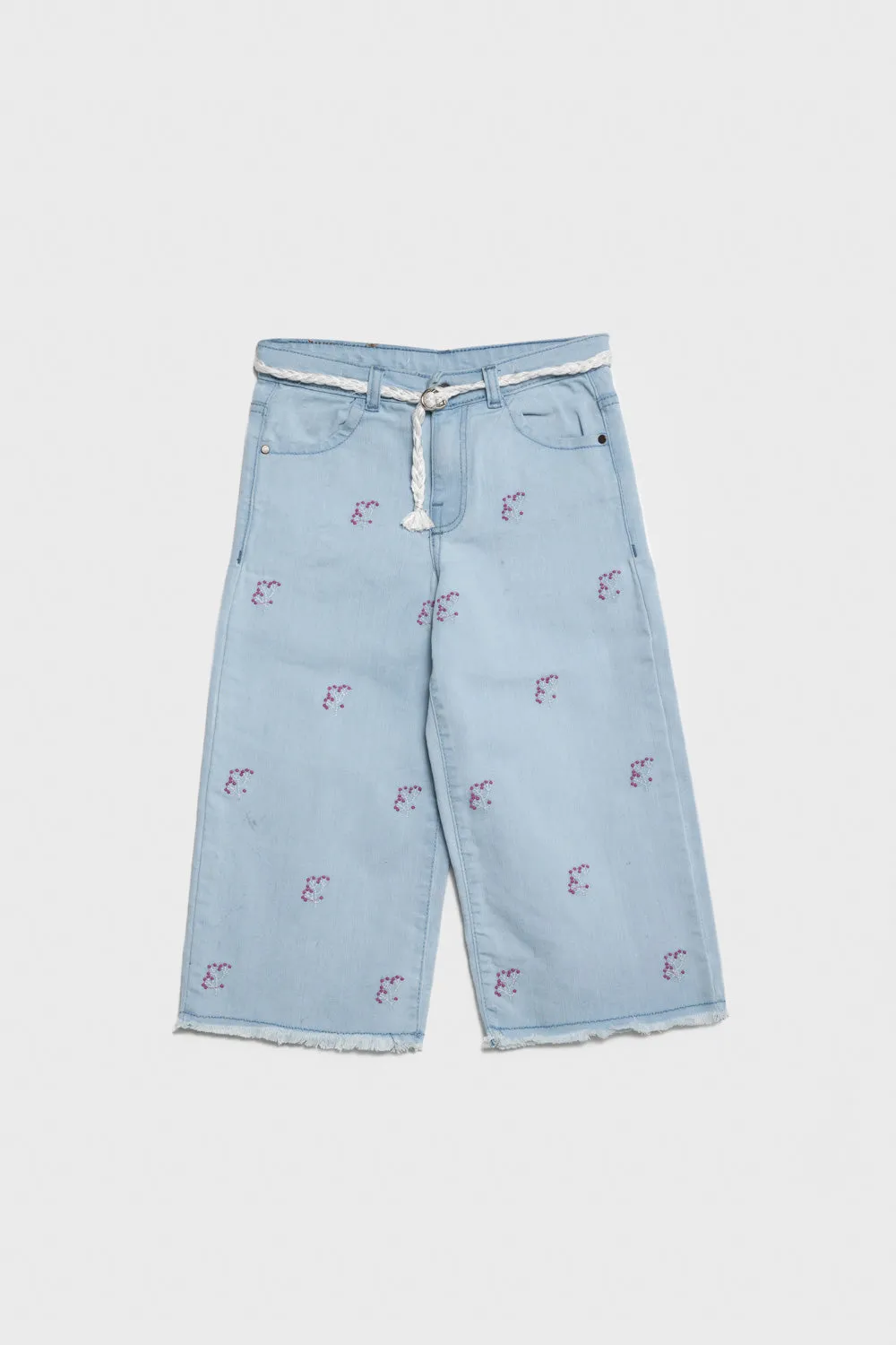 Embroidered Denim Culottes