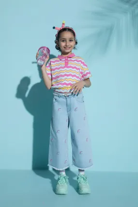 Embroidered Denim Culottes