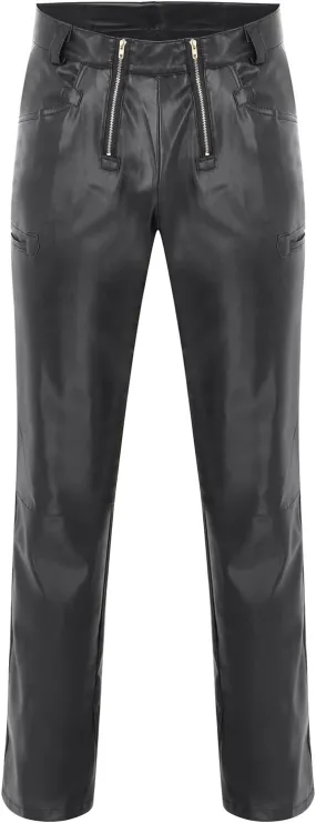 GIERIDUC Men's Faux Leather Pants Reversible Basketball Jerseys for Men Extra Long Lounge Pants Mens Athletic Dress Pants Men