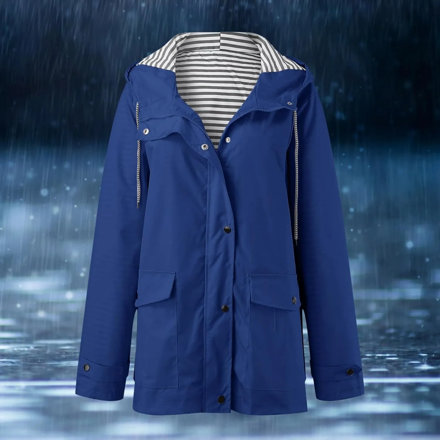 Jackets for Women Fall Winter Regular Fit Windproof Waterproof Rain Coats Full Zip Outdoor Windbreaker Jacket with Pockets