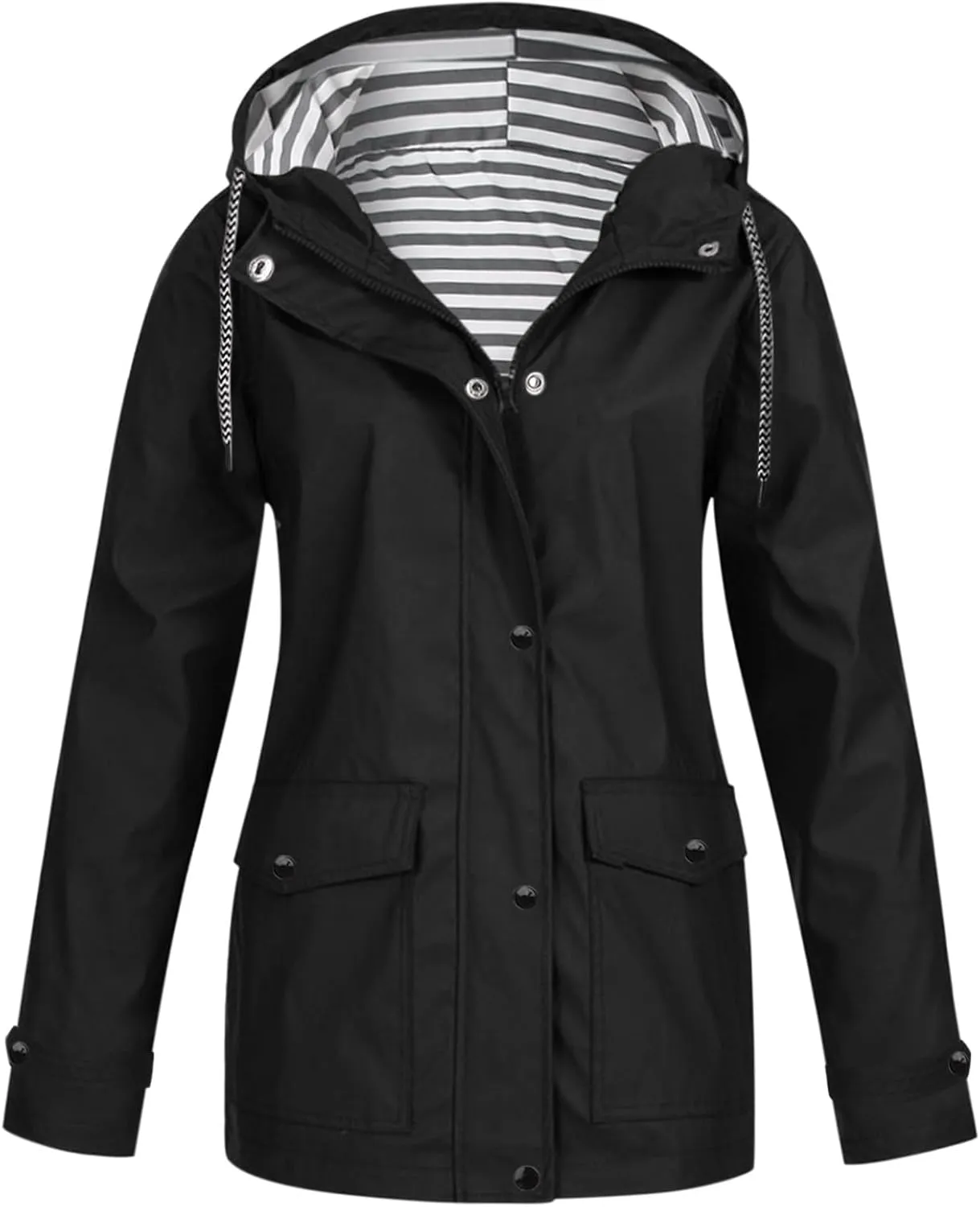Jackets for Women Fall Winter Regular Fit Windproof Waterproof Rain Coats Full Zip Outdoor Windbreaker Jacket with Pockets