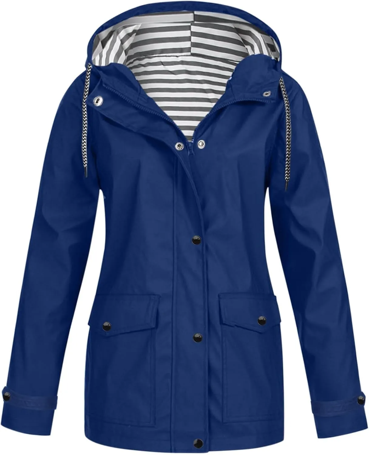Jackets for Women Fall Winter Regular Fit Windproof Waterproof Rain Coats Full Zip Outdoor Windbreaker Jacket with Pockets
