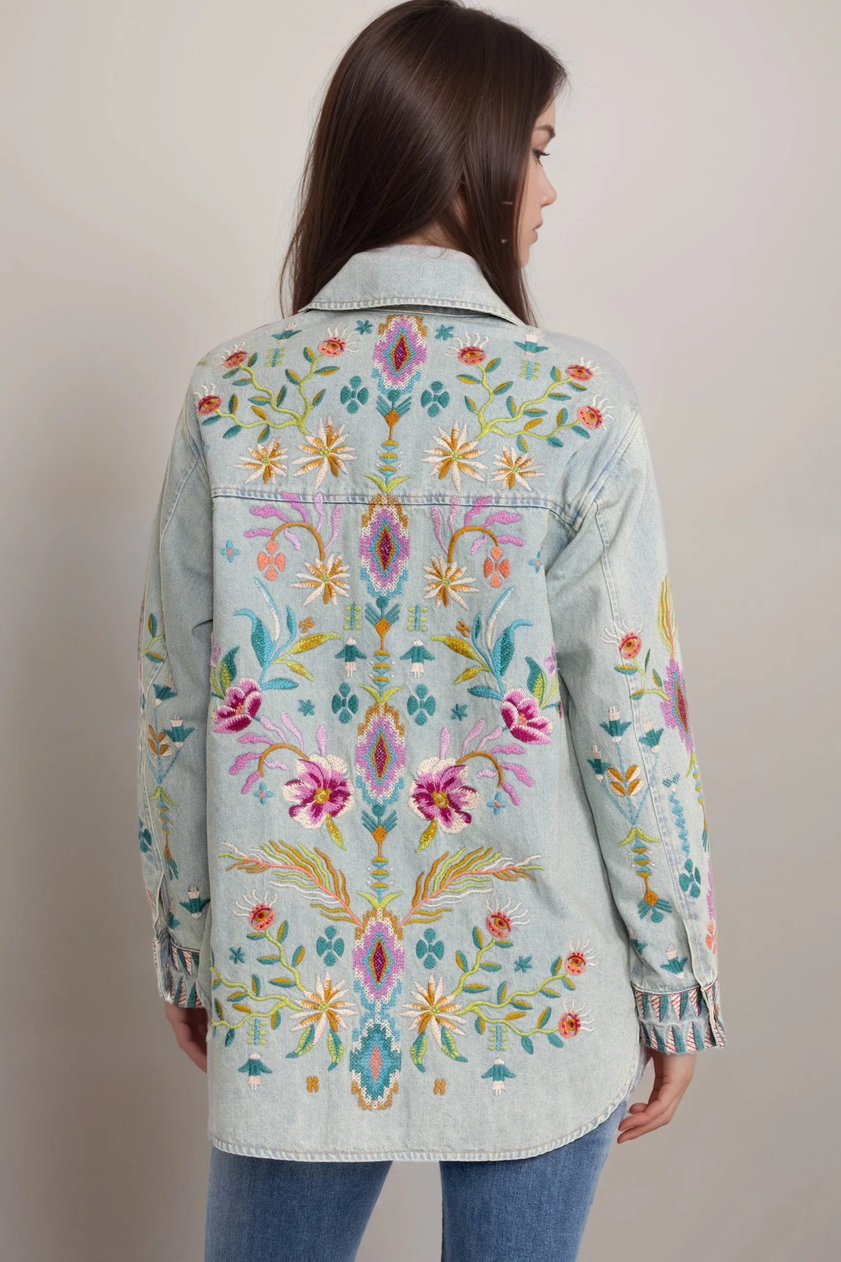 Johnny Was Workshop Gabriella Denim Oversized Shirt Jacket W44023-E