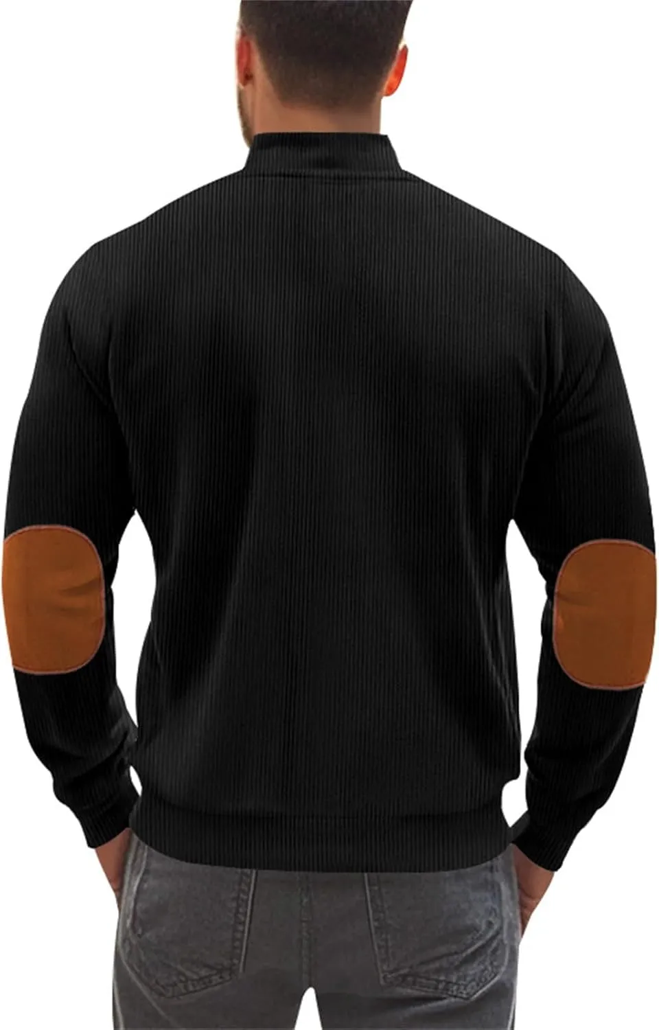 Men's Corduroy Zip Up Jackets Casual Lightweight Stand Collar Stripe Cardigan Trendy Patchwork Long Sleeve Coats
