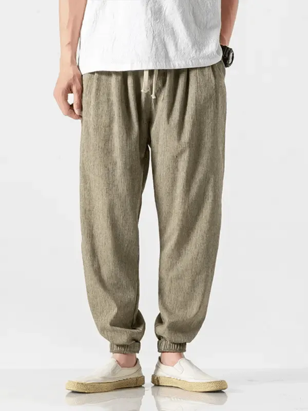 Men's Linen Pants with Drawstring