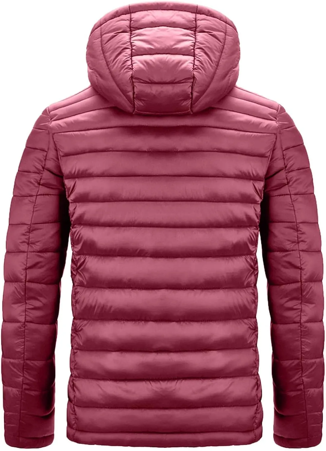 Mens Puffer Jacket with Hood Lightweight Slim Fit Jacket Long Sleeve Zip Up Hoodie Quilted Down Coat Winter Outwear