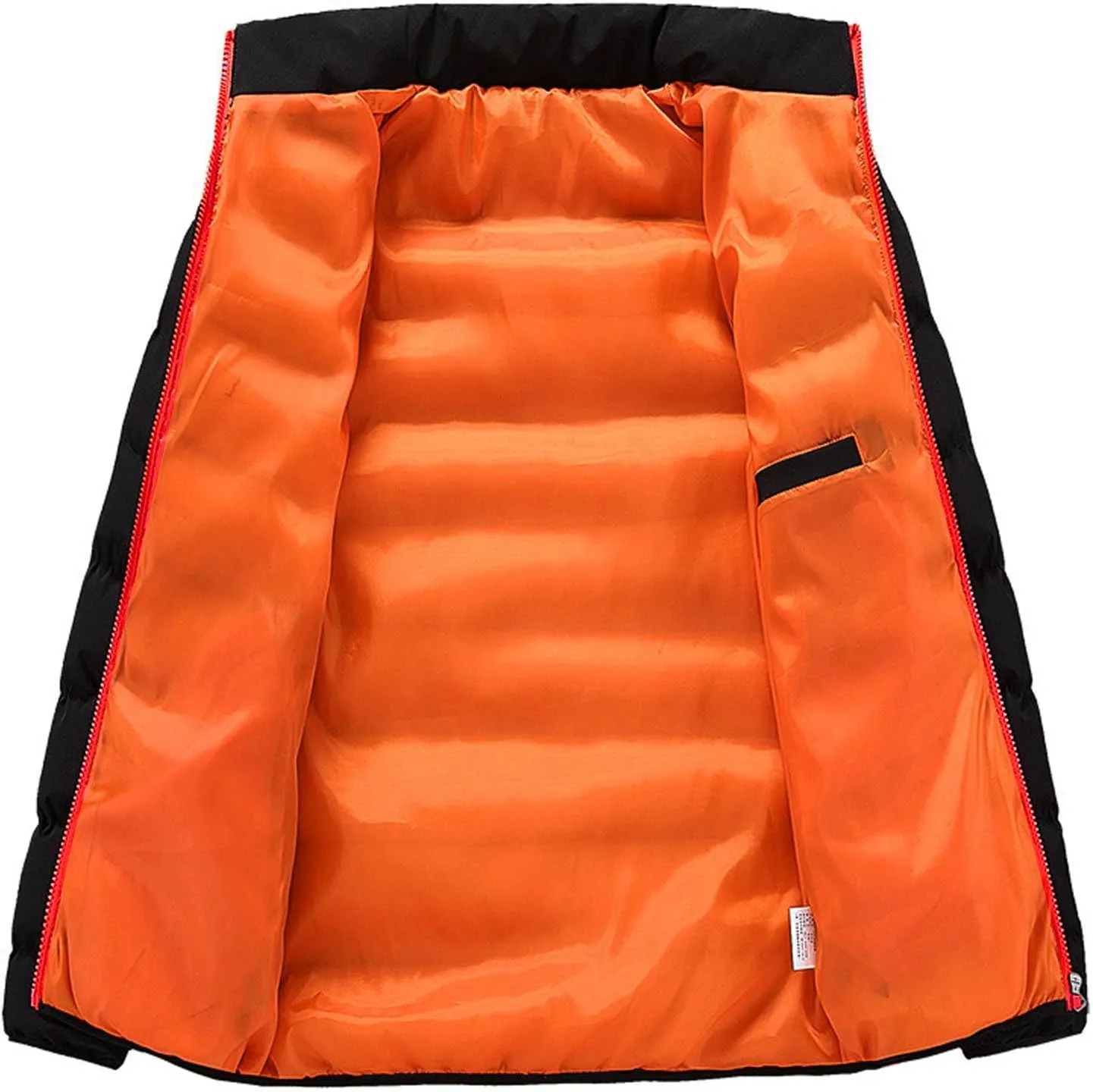 Mens Quilted Puffer Down Jacket Full Zip Stand Up Collar Jacket Warm Thick Windbreaker Winter Outwear Coat with Hood
