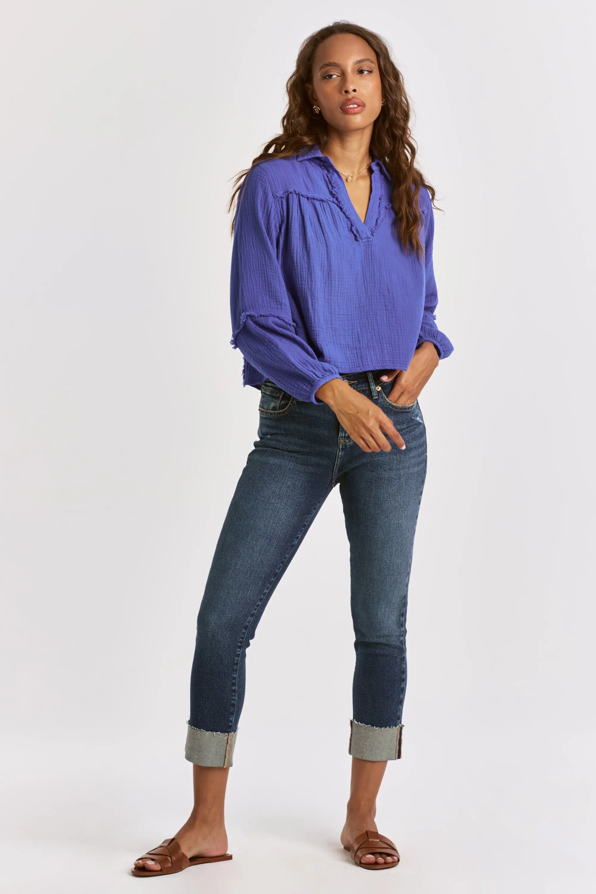 RADELLA BELL SLEEVE BLOUSE GALACTIC COBALT