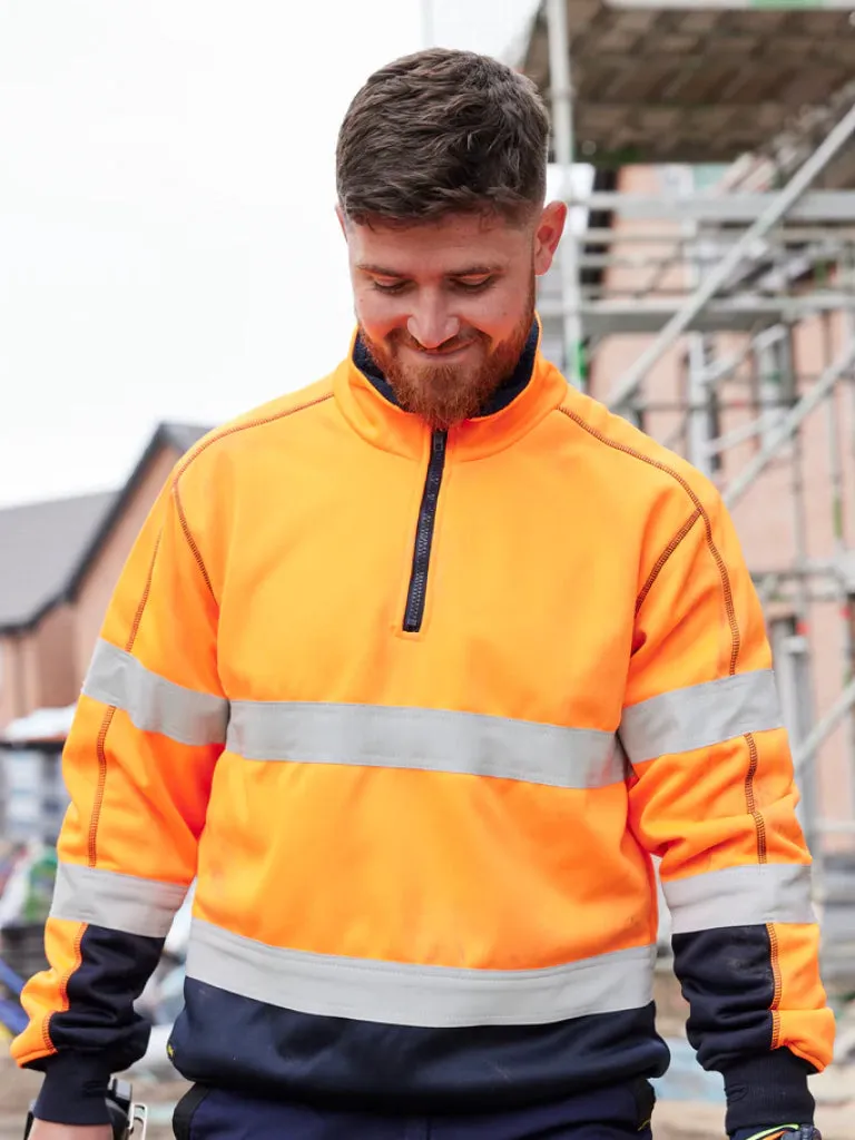 TAPED HI VIS ZIP FLEECE PULLOVER WITH SHERPA LINING