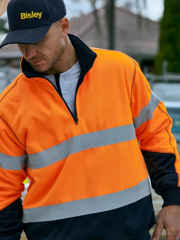TAPED HI VIS ZIP FLEECE PULLOVER WITH SHERPA LINING