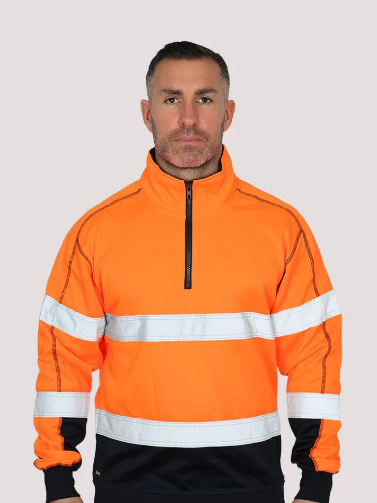 TAPED HI VIS ZIP FLEECE PULLOVER WITH SHERPA LINING