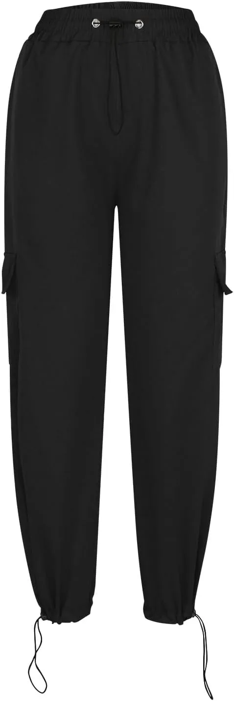 Uillui Womens High Waist Baggy Cargo Pants Loose Fit Straight Wide Leg Y2K Teen Girls Fashion Parachute Pants Trendy Joggers