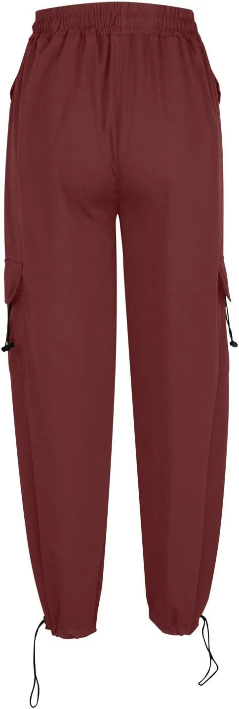 Uillui Womens High Waist Baggy Cargo Pants Loose Fit Straight Wide Leg Y2K Teen Girls Fashion Parachute Pants Trendy Joggers
