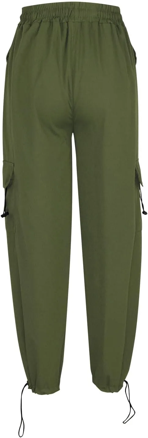 Uillui Womens High Waist Baggy Cargo Pants Loose Fit Straight Wide Leg Y2K Teen Girls Fashion Parachute Pants Trendy Joggers
