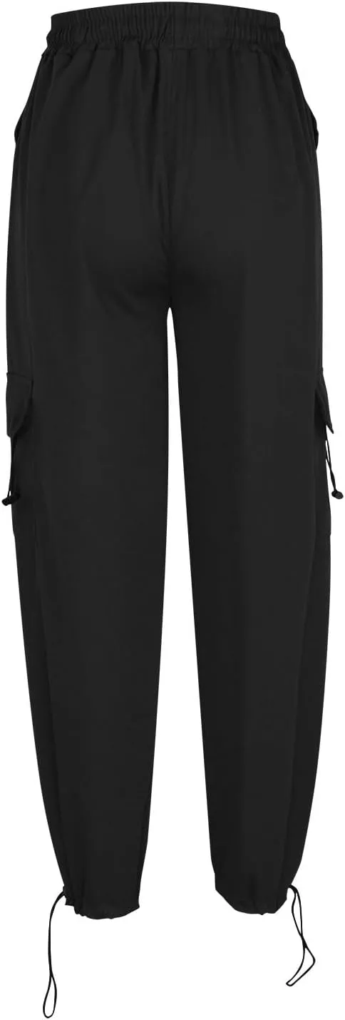 Uillui Womens High Waist Baggy Cargo Pants Loose Fit Straight Wide Leg Y2K Teen Girls Fashion Parachute Pants Trendy Joggers