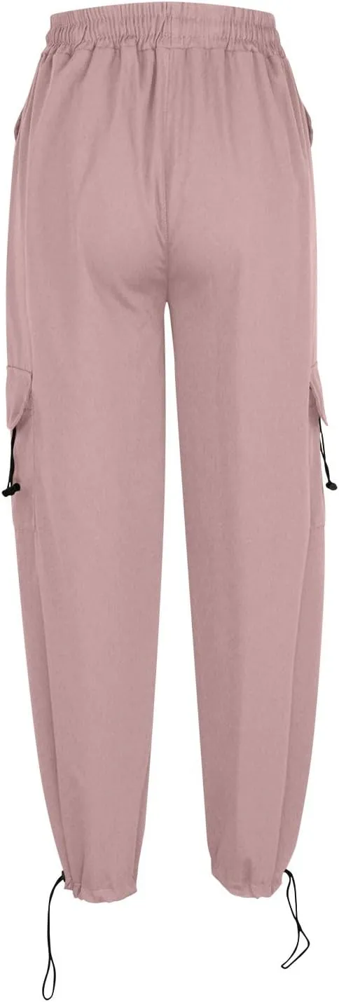 Uillui Womens High Waist Baggy Cargo Pants Loose Fit Straight Wide Leg Y2K Teen Girls Fashion Parachute Pants Trendy Joggers