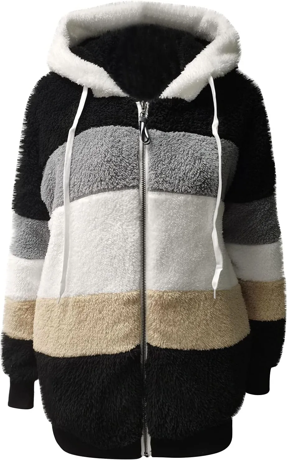 Winter Coats for Women,Long Sleeve Sherpa Jackets with Pockets,Thicken Fluffy Coat Outwear