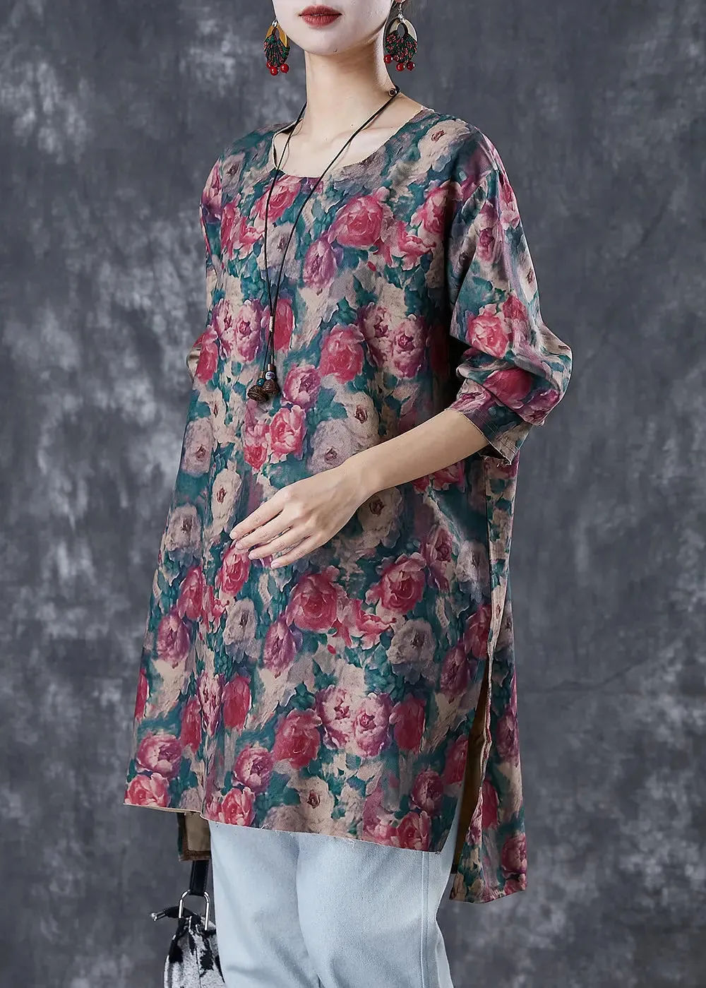 Women Print Side Open Linen Mini Dresses