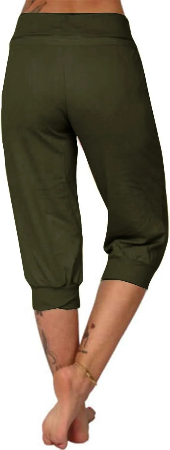 Womens Capris Joggers Pants Baggy Crop Sweatpants Lightweight Running Cropped Slacks Athletic Sports Soft Loun