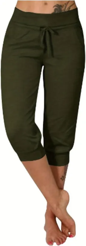 Womens Capris Joggers Pants Baggy Crop Sweatpants Lightweight Running Cropped Slacks Athletic Sports Soft Loun