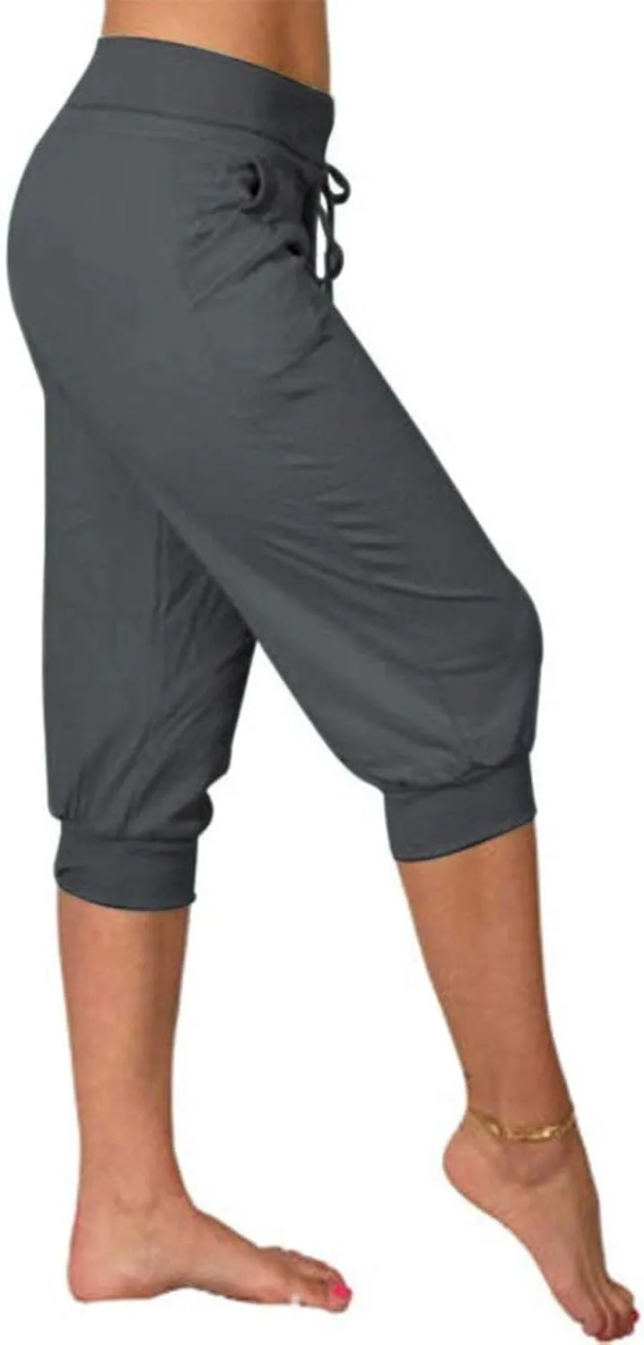 Womens Capris Joggers Pants Baggy Crop Sweatpants Lightweight Running Cropped Slacks Athletic Sports Soft Loun