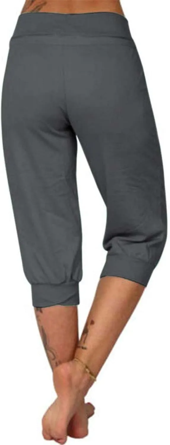 Womens Capris Joggers Pants Baggy Crop Sweatpants Lightweight Running Cropped Slacks Athletic Sports Soft Loun