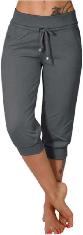 Womens Capris Joggers Pants Baggy Crop Sweatpants Lightweight Running Cropped Slacks Athletic Sports Soft Loun