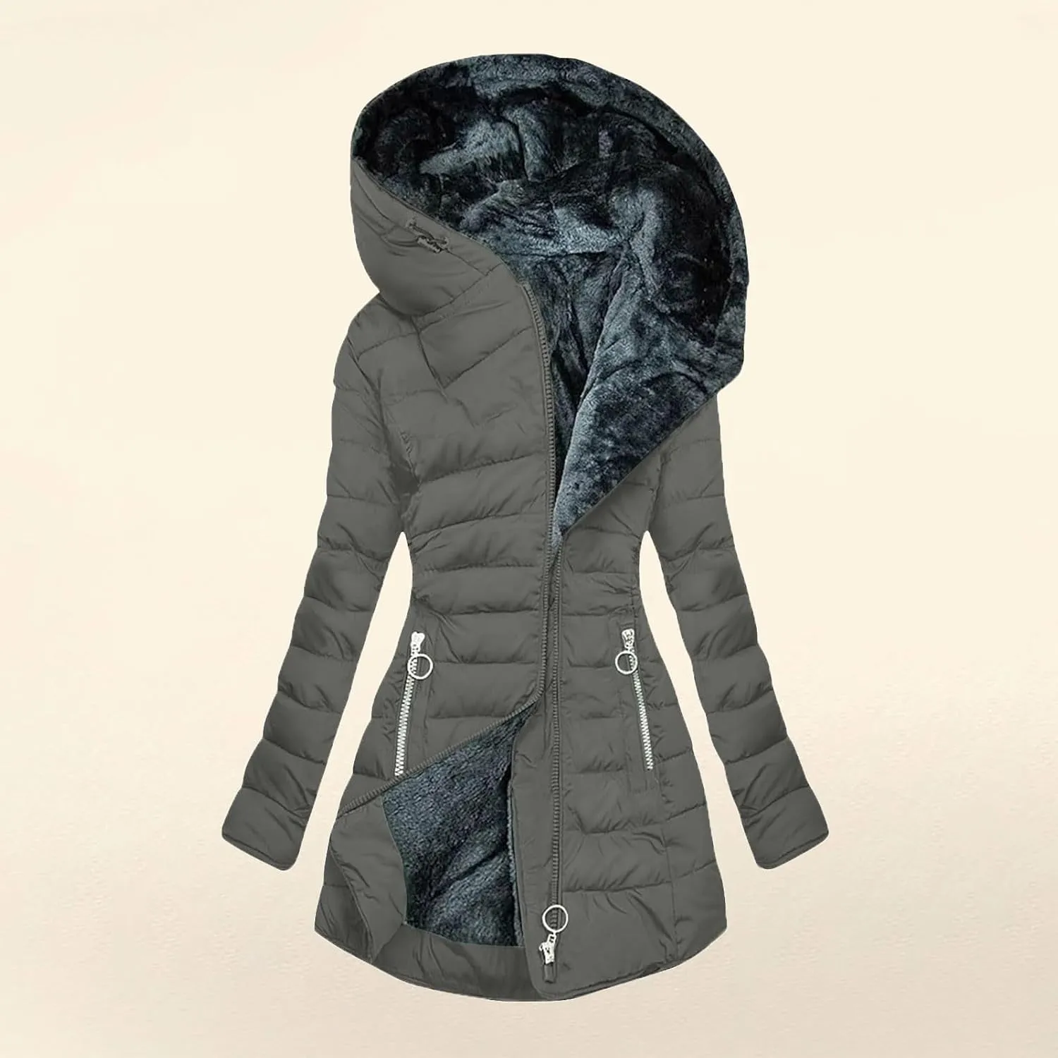 Women's Coats Winter Puffer Jackets Thicken Coats Fleece Lined Down Jackets Faux Fur Hooded Parka Outwear 2024