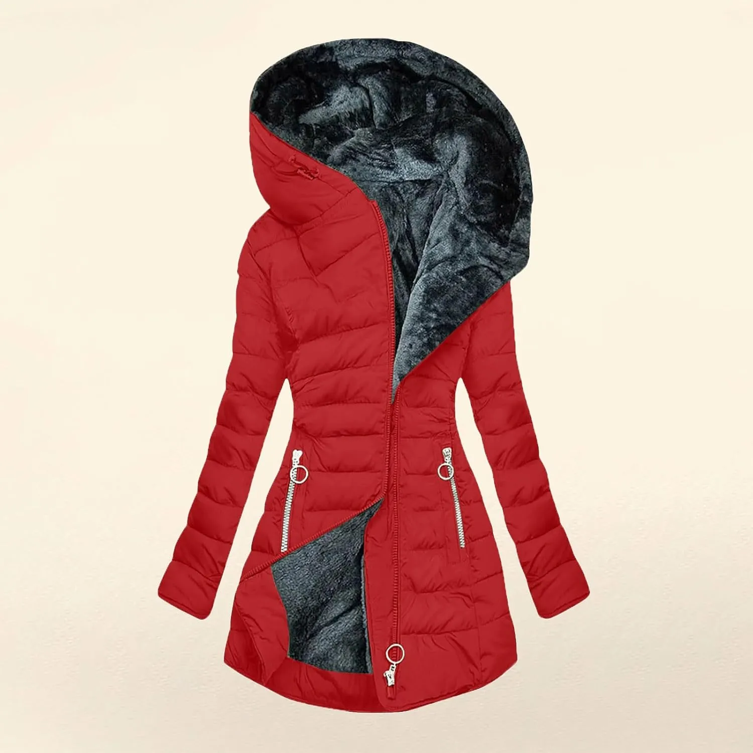 Women's Coats Winter Puffer Jackets Thicken Coats Fleece Lined Down Jackets Faux Fur Hooded Parka Outwear 2024