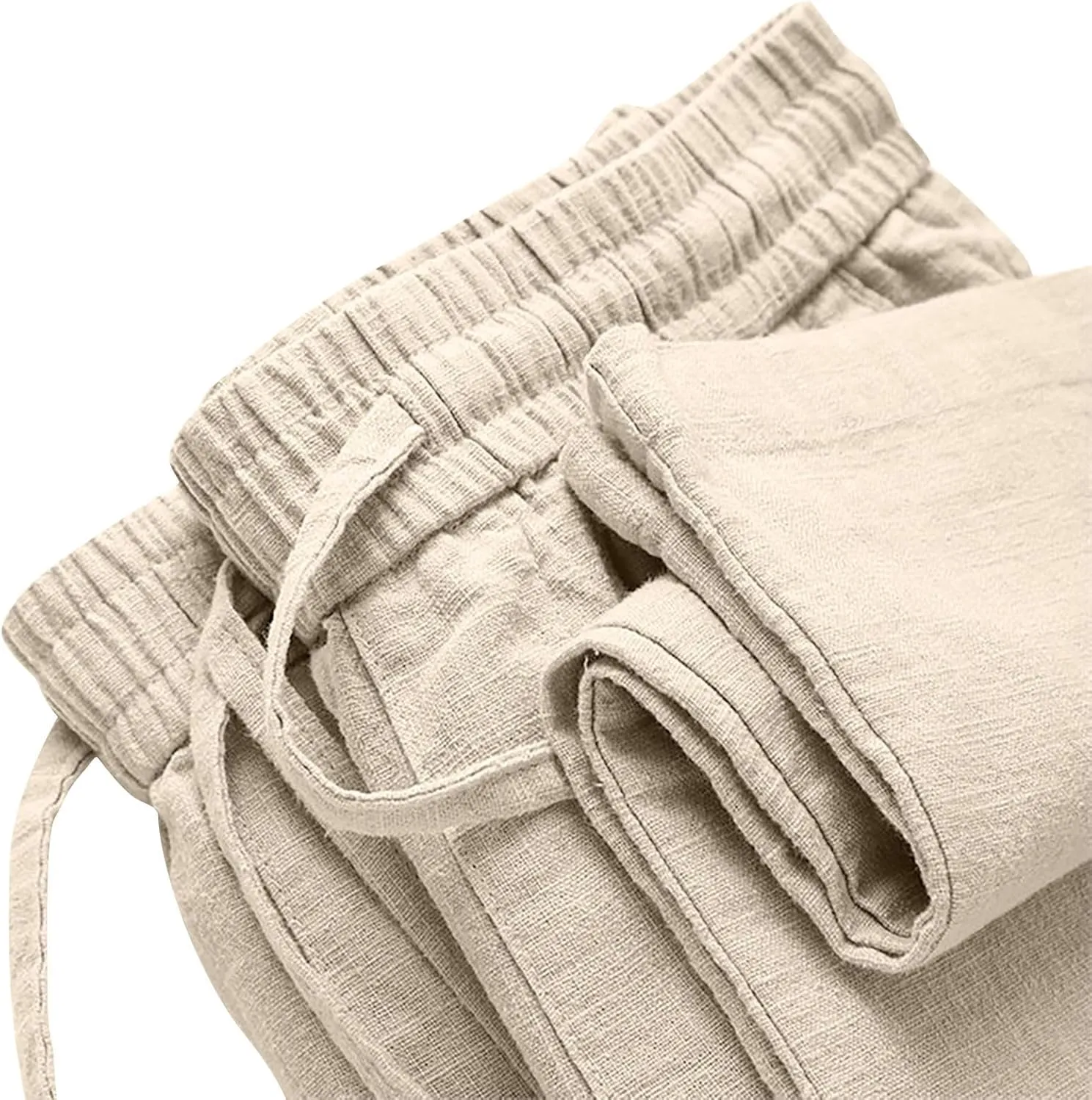 Womens Elastic High Waisted Work Pants Cotton Straight Leg Drawstring Trousers Summer Casual Athletic Yoga Pant