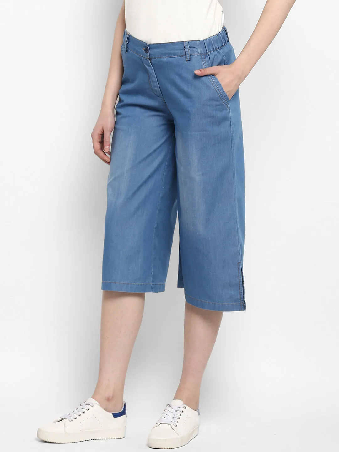 Women's Light Blue Denim Culotte