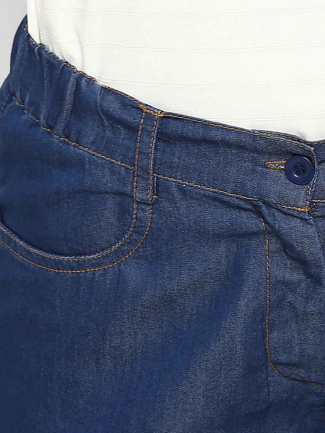 Women's Navy Blue Denim Culotte