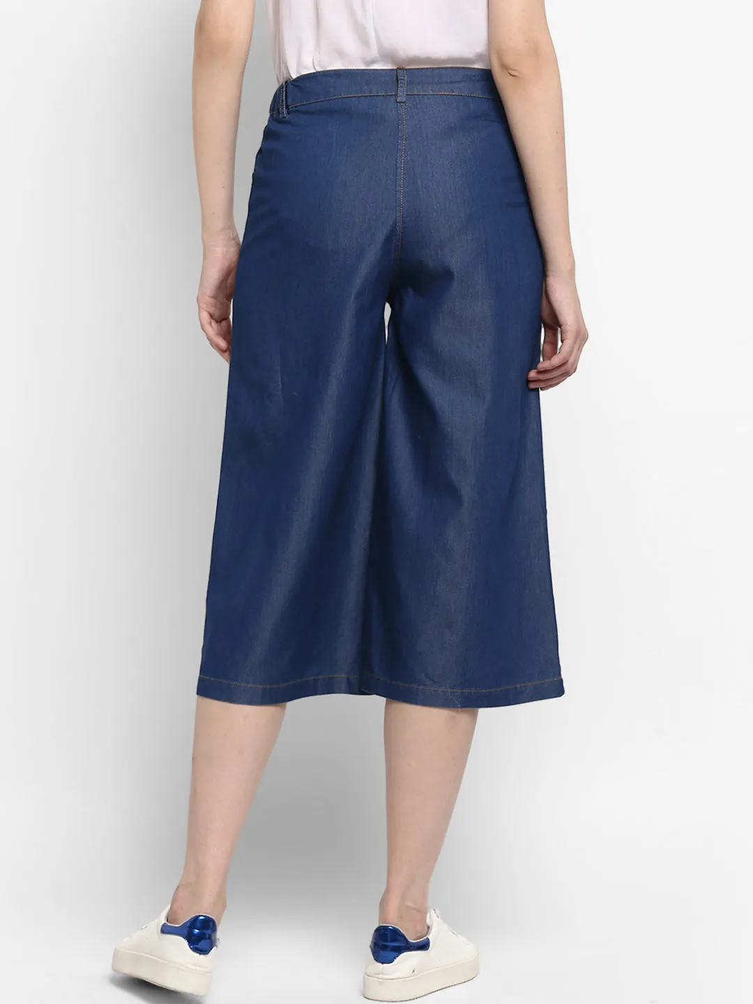 Women's Navy Blue Denim Culotte