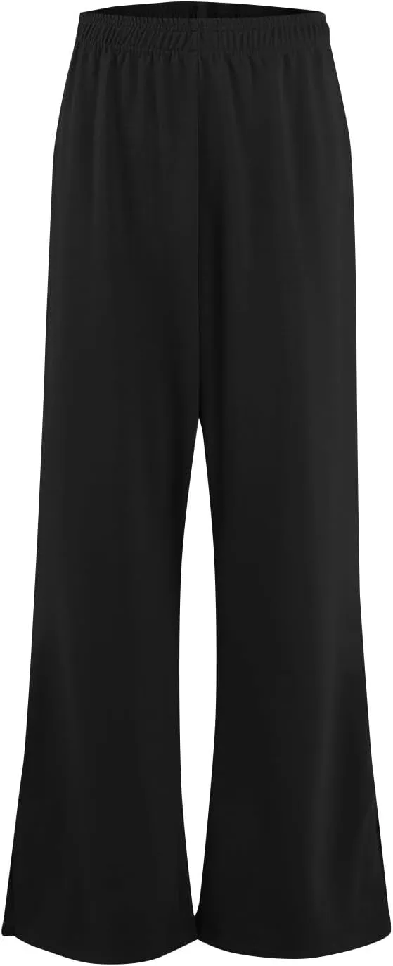 Women's Pants Casual Elastic Waist Drawstring Sumemr Pants Trendy Straight Wide Leg High Waisted with Pockets Trousers