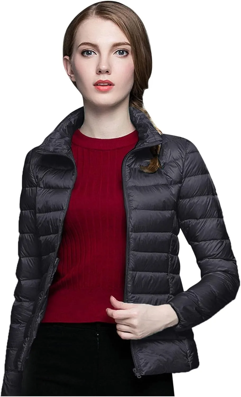 Women's Plus Size Lightweight Puffer Jacket Packable Winter Warm Quilted Bubble Coat Waterproof Windproof Collared