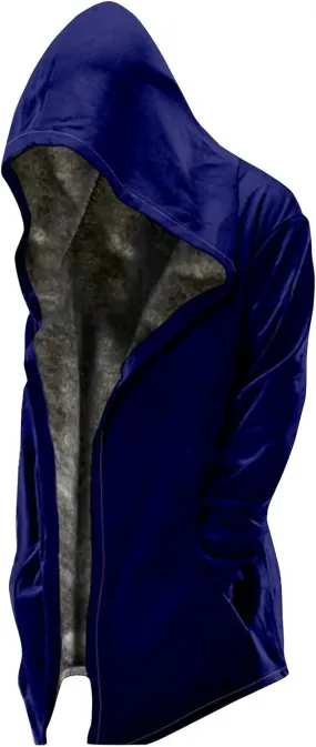 Ymosrh Men's Long Jacket Casual Sherpa Lined Hooed Thick Fleece Hoodie Jackets Winter Warm Coats Work Jacket, S-8XL